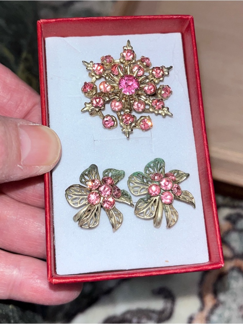 Vintage Jewelry Set Rhinestone Starburst Design of 1950s